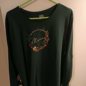 Woman's Winter Cardinal top 2X New Dark Green Croft&Barrow New